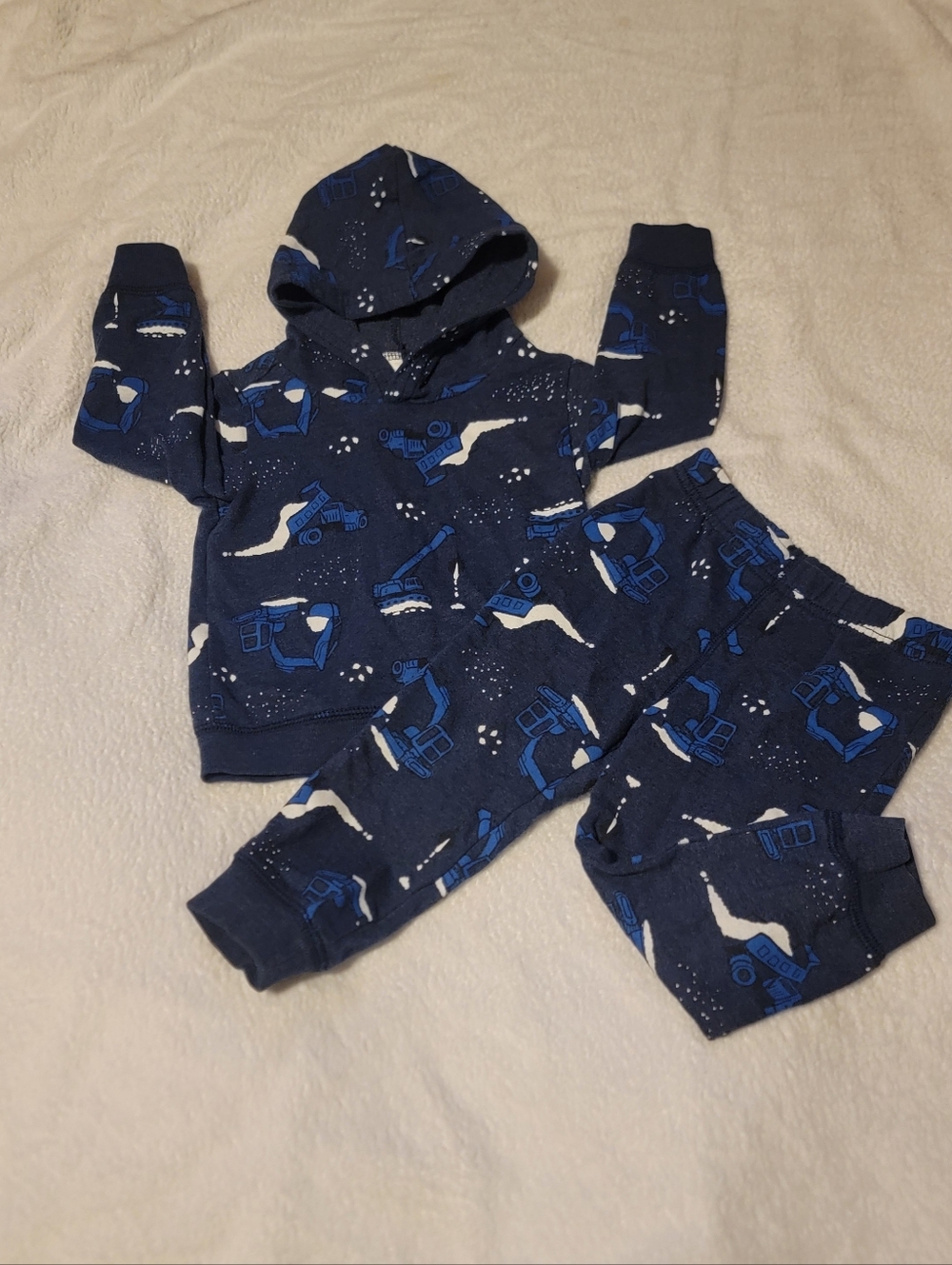 Carters Toddler Blue Construction 2 Piece Hooded Jogger Set 24 Months